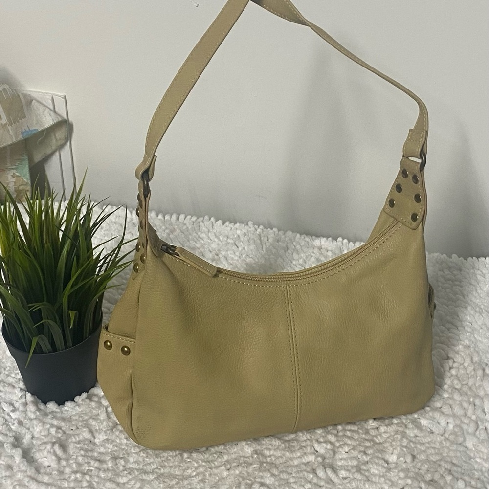 Wilson’s Leather Shoulder Bag, Buttery Tan with Gold Studs
